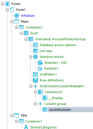 Ma•n 曰 1 CO 曰 』 G , i 矿 曰 Grid band; AccountprOduttGtOup O b 0 i01 Selection d - UIO Rediredl Gridftttersl | Row d in 0 ; 日 -4 Grid 〔 0 〔 0 m 〔 0 m Li 1 一 Oi y 日 一 - 「 0 mn 0r02p A C f00 